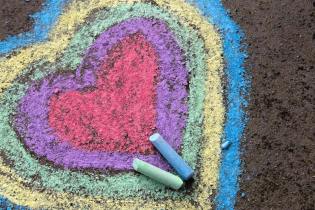 chalk drawing of a heart for healthcare workers