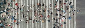 people on steps choosing business location